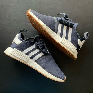 Adidas NMD Navy, Size 10. Pre-Loved. Worn a few times. Gum sole bottoms.